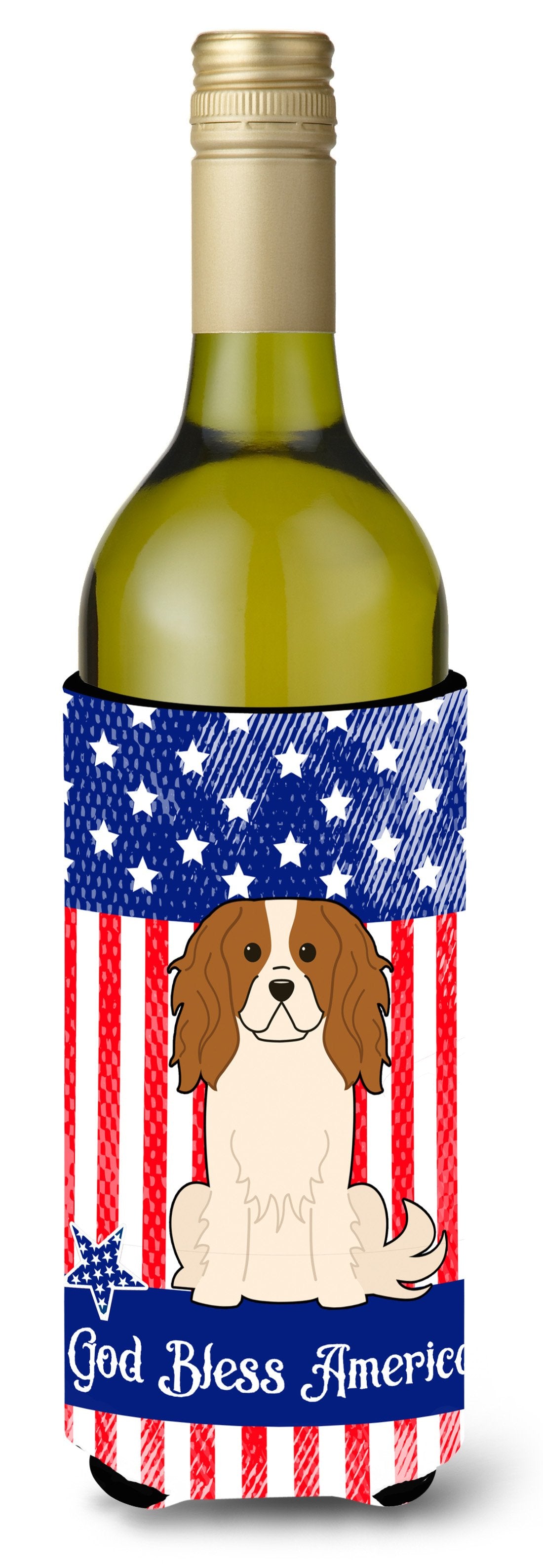 Patriotic USA Cavalier Spaniel Wine Bottle Beverge Insulator Hugger by Caroline&#39;s Treasures