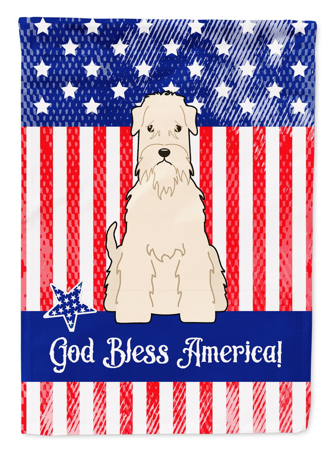 Patriotic USA Soft Coated Wheaten Terrier Flag Garden Size BB3056GF  the-store.com.