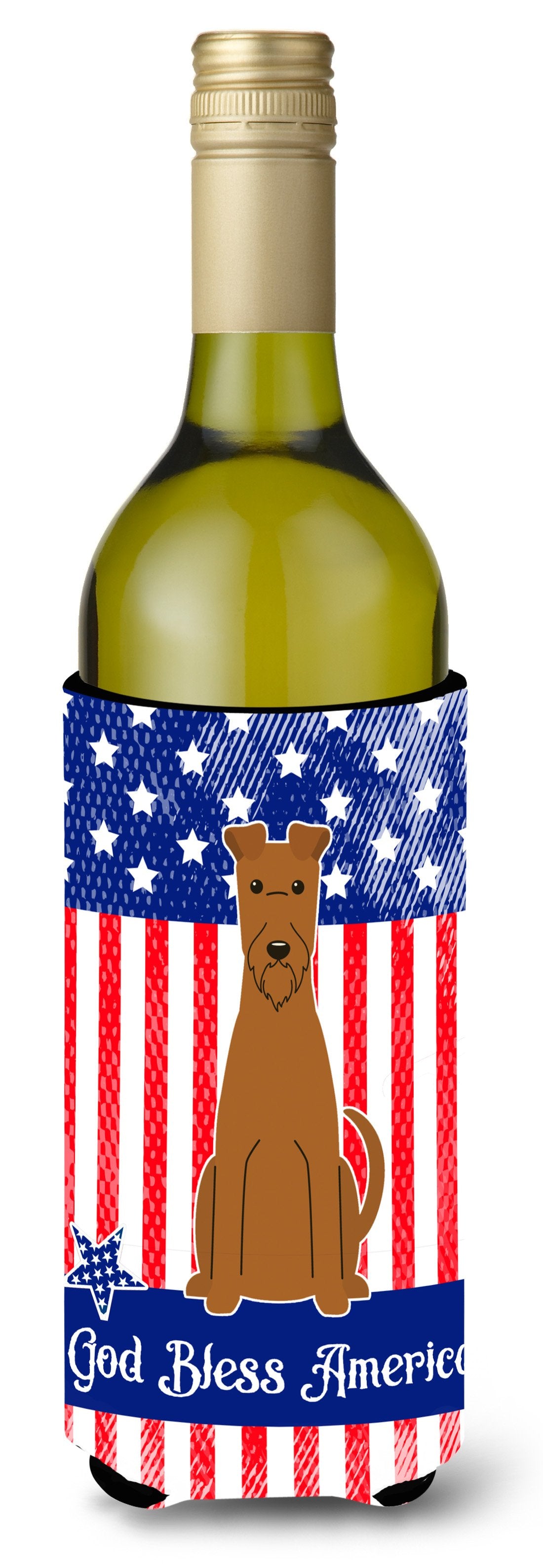 Patriotic USA Irish Terrier Wine Bottle Beverge Insulator Hugger BB3057LITERK by Caroline&#39;s Treasures