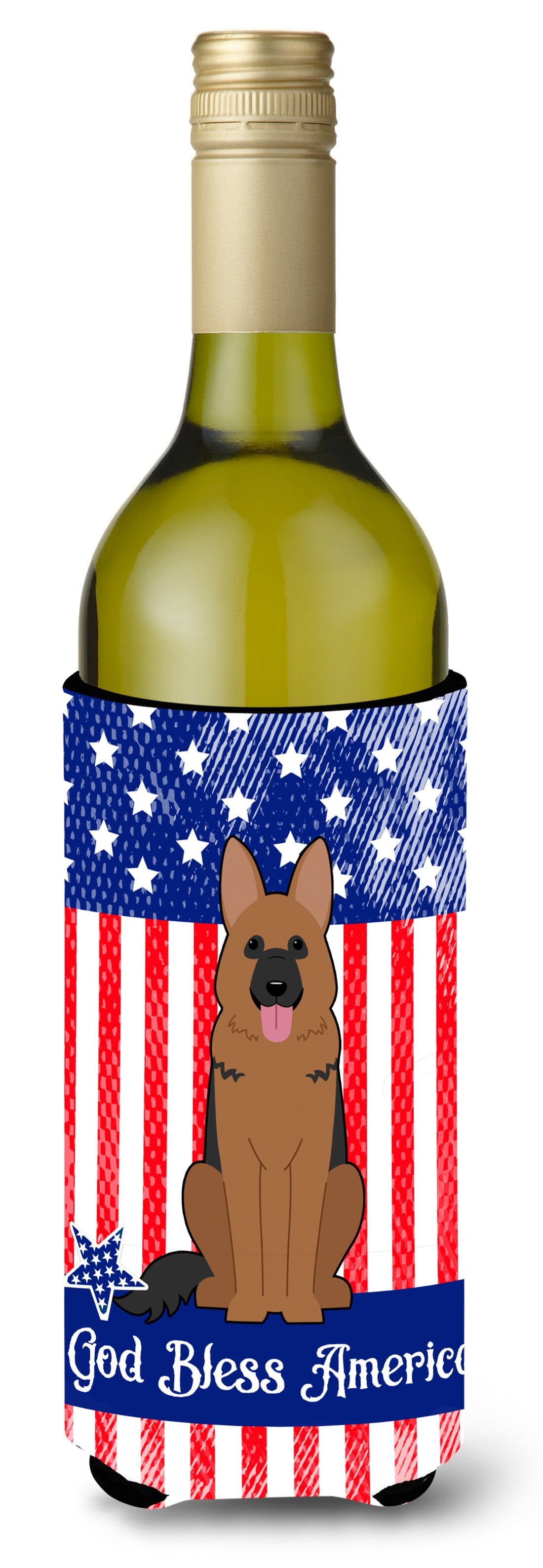 Patriotic USA German Shepherd Wine Bottle Beverge Insulator Hugger by Caroline&#39;s Treasures