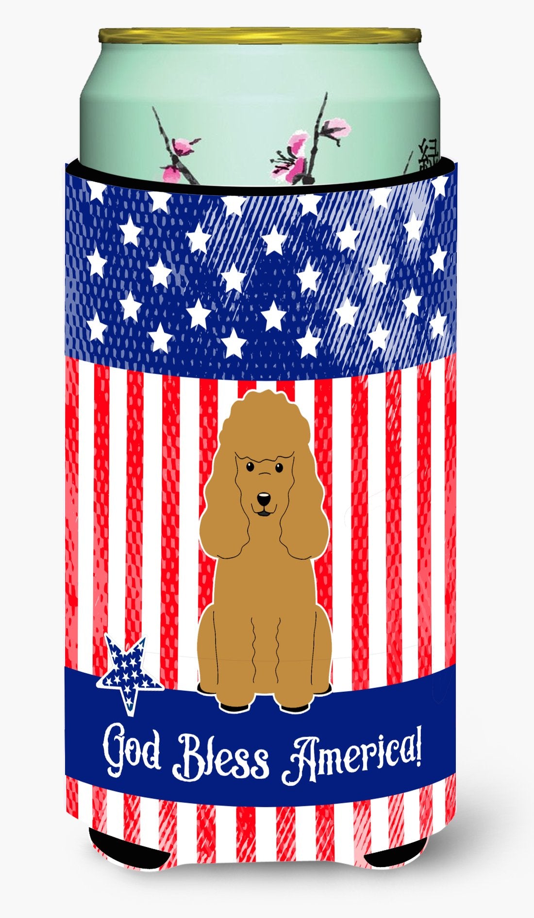Patriotic USA Poodle Tan Tall Boy Beverage Insulator Hugger by Caroline&#39;s Treasures