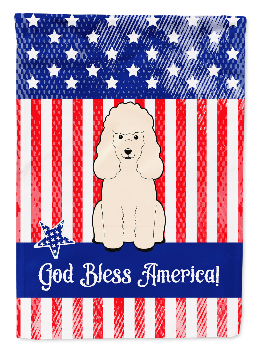 Patriotic USA Poodle White Flag Garden Size