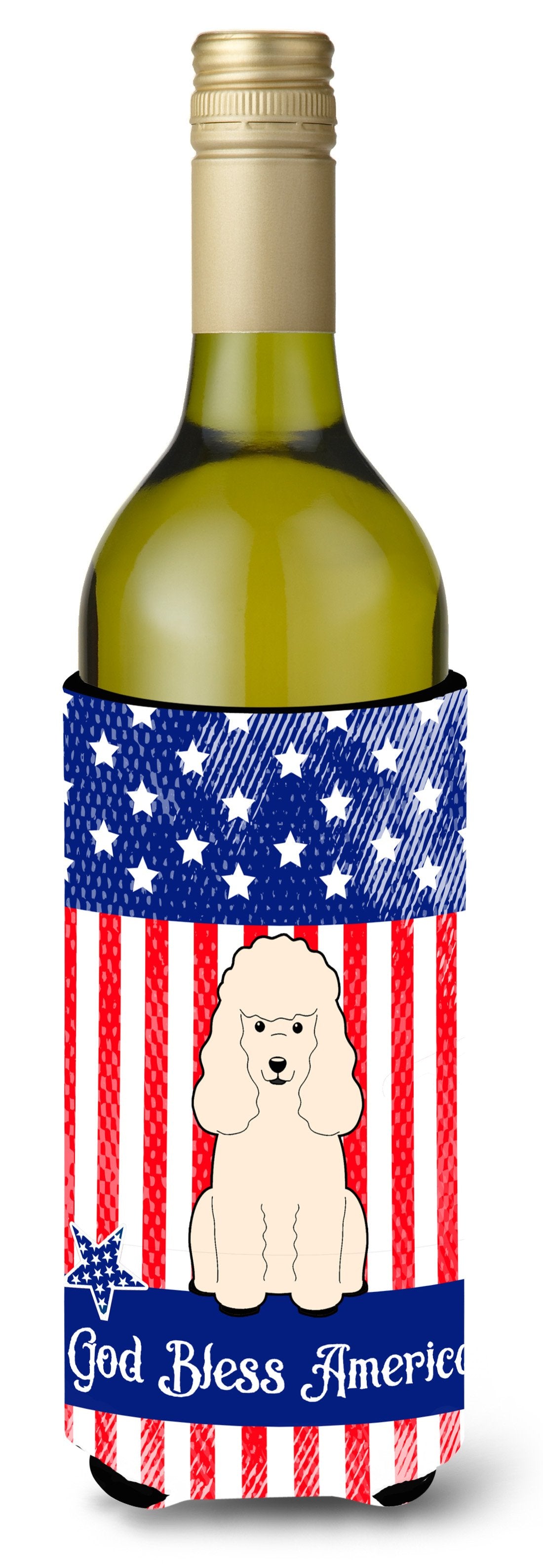 Patriotic USA Poodle White Wine Bottle Beverge Insulator Hugger by Caroline&#39;s Treasures