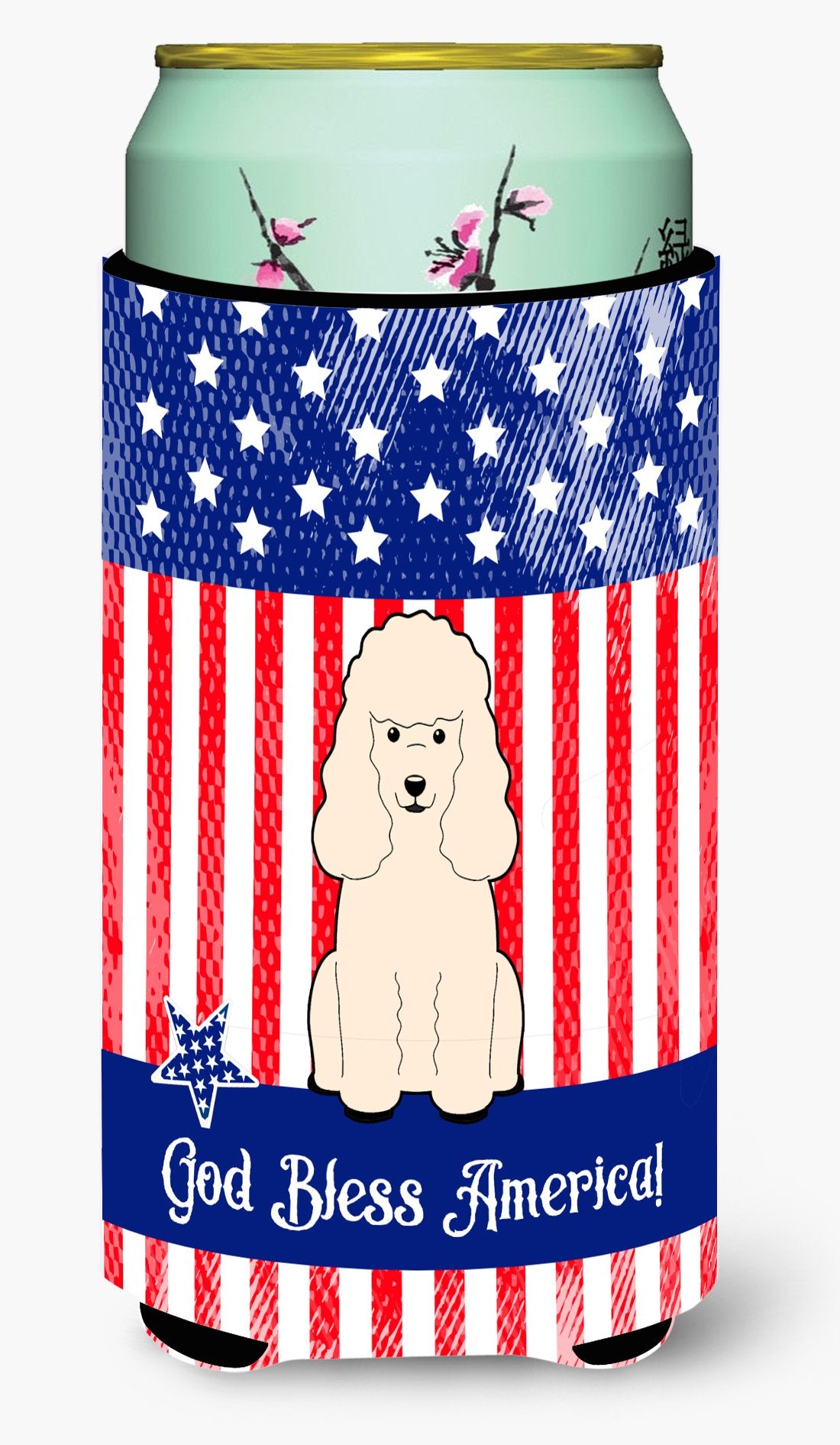 Patriotic USA Poodle White Tall Boy Beverage Insulator Hugger BB3065TBC by Caroline&#39;s Treasures