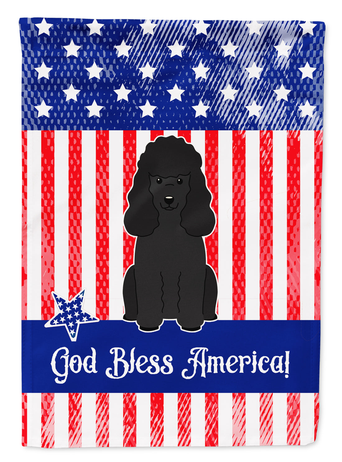 Patriotic USA Poodle Black Flag Garden Size