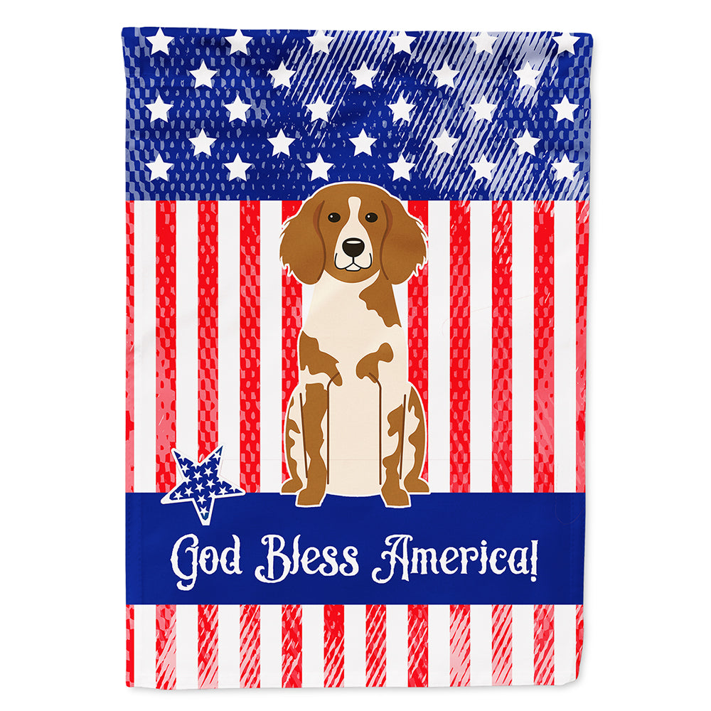 Patriotic USA Brittany Spaniel Flag Canvas House Size BB3067CHF
