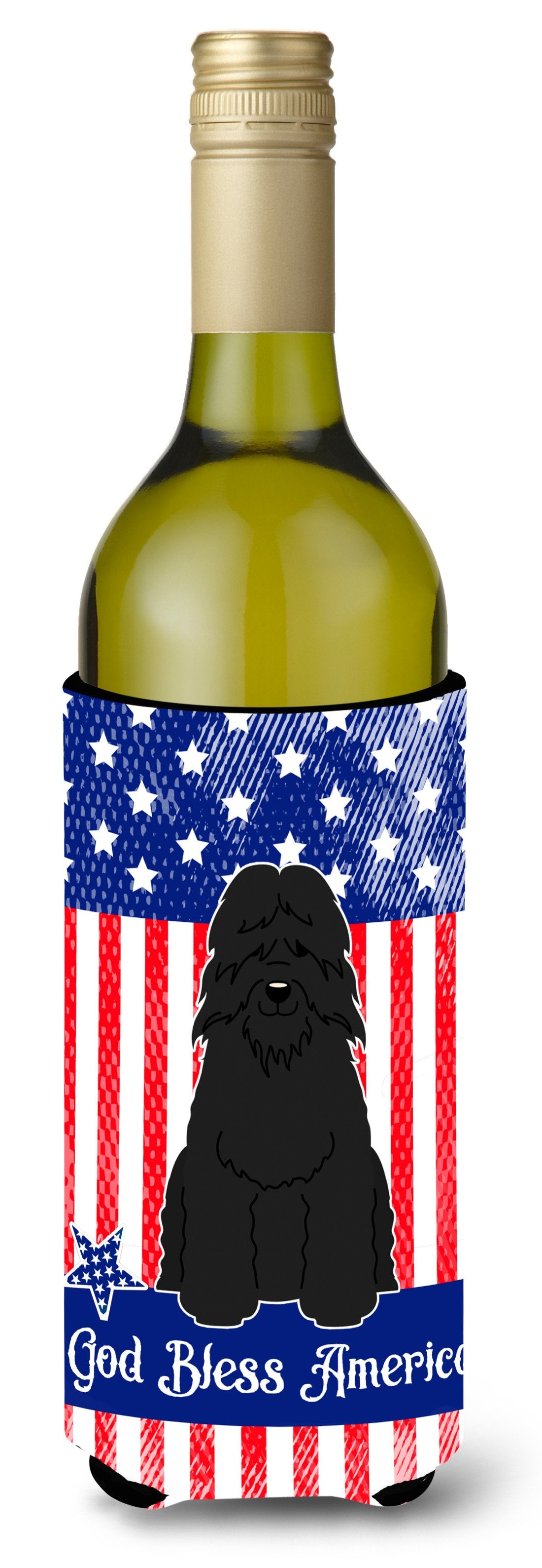 Patriotic USA Bouvier des Flandres Wine Bottle Beverge Insulator Hugger BB3069LITERK by Caroline&#39;s Treasures