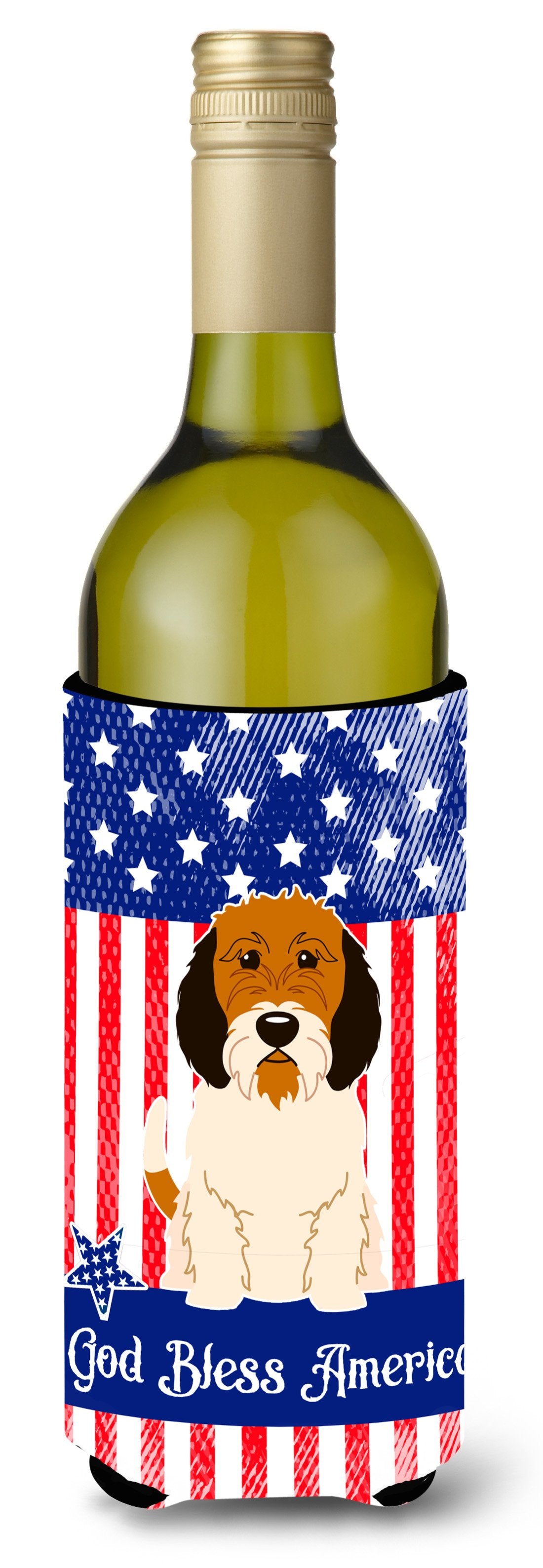 Patriotic USA Petit Basset Griffon Veenden Wine Bottle Beverge Insulator Hugger BB3074LITERK by Caroline's Treasures
