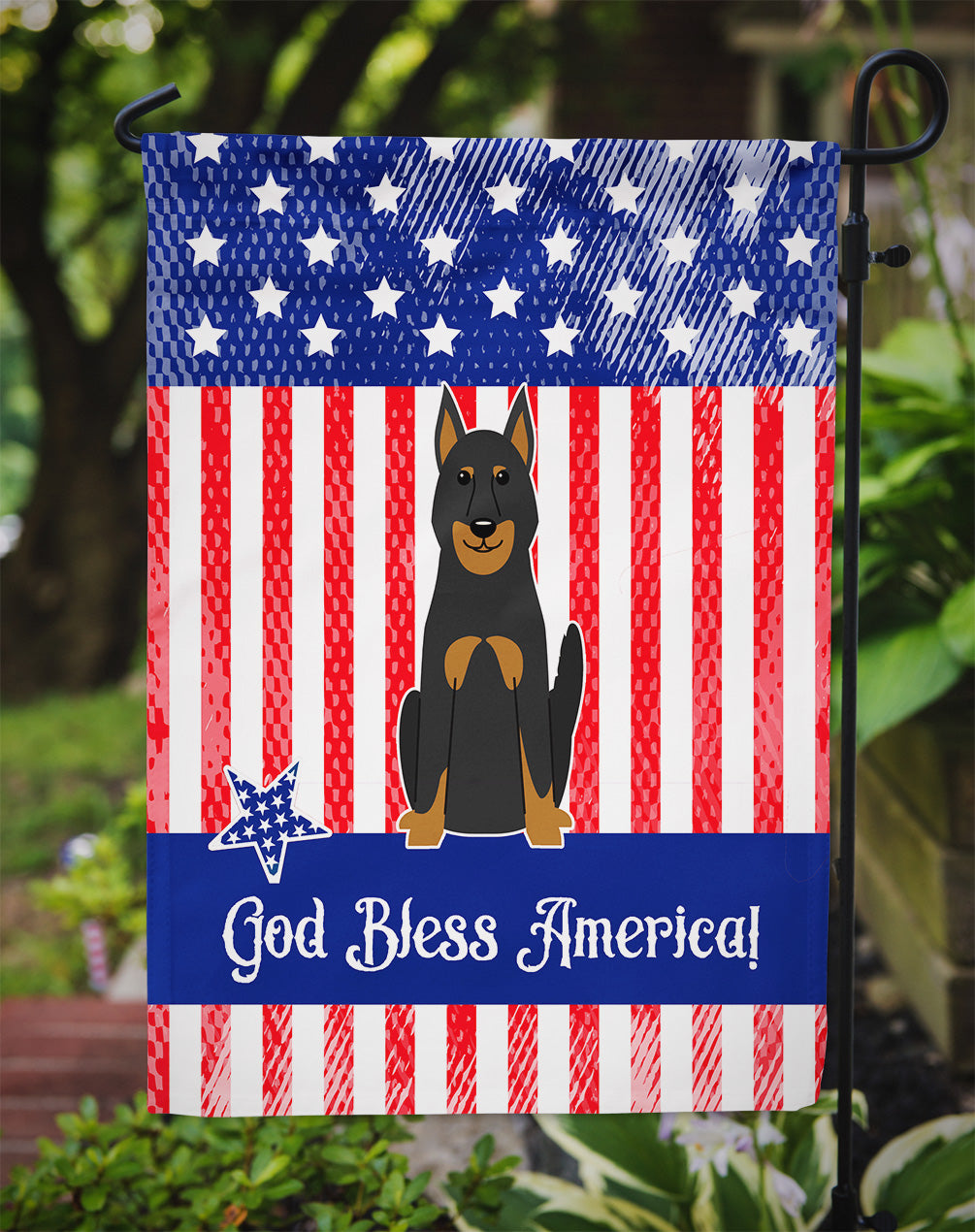 Patriotic USA Beauce Shepherd Dog Flag Garden Size BB3075GF