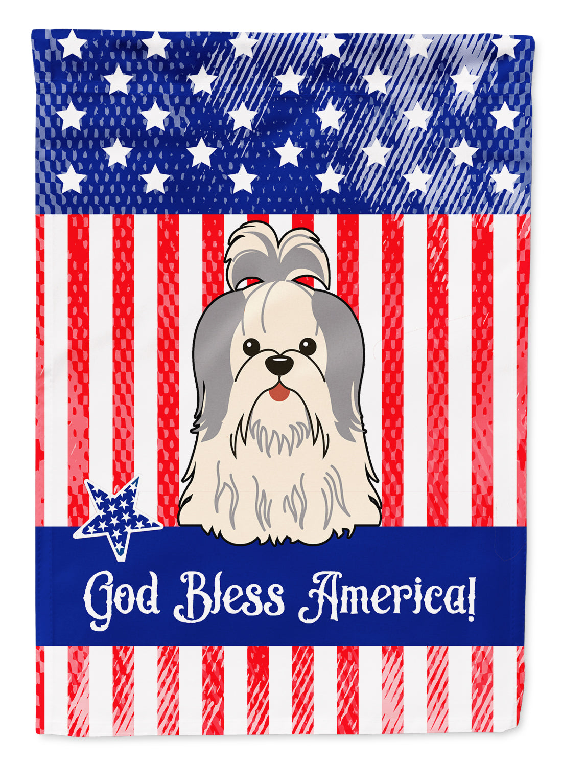Caroline's Treasures Patriotic USA Shih Tzu Silver White Garden Flag - Outdoor Decorative Yard Flag