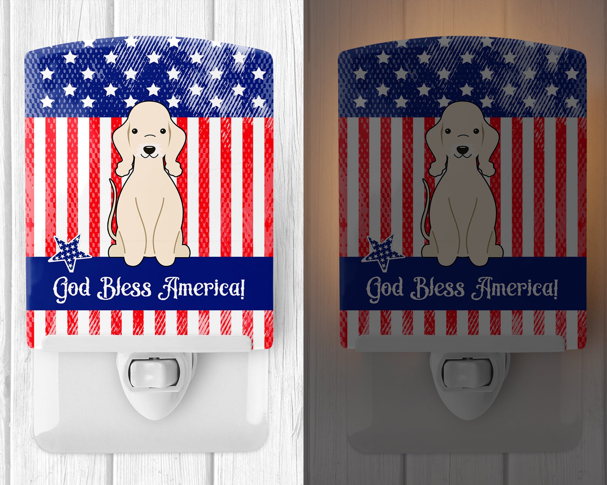 Patriotic USA Bedlington Terrier Sandy Ceramic Night Light BB3086CNL - the-store.com