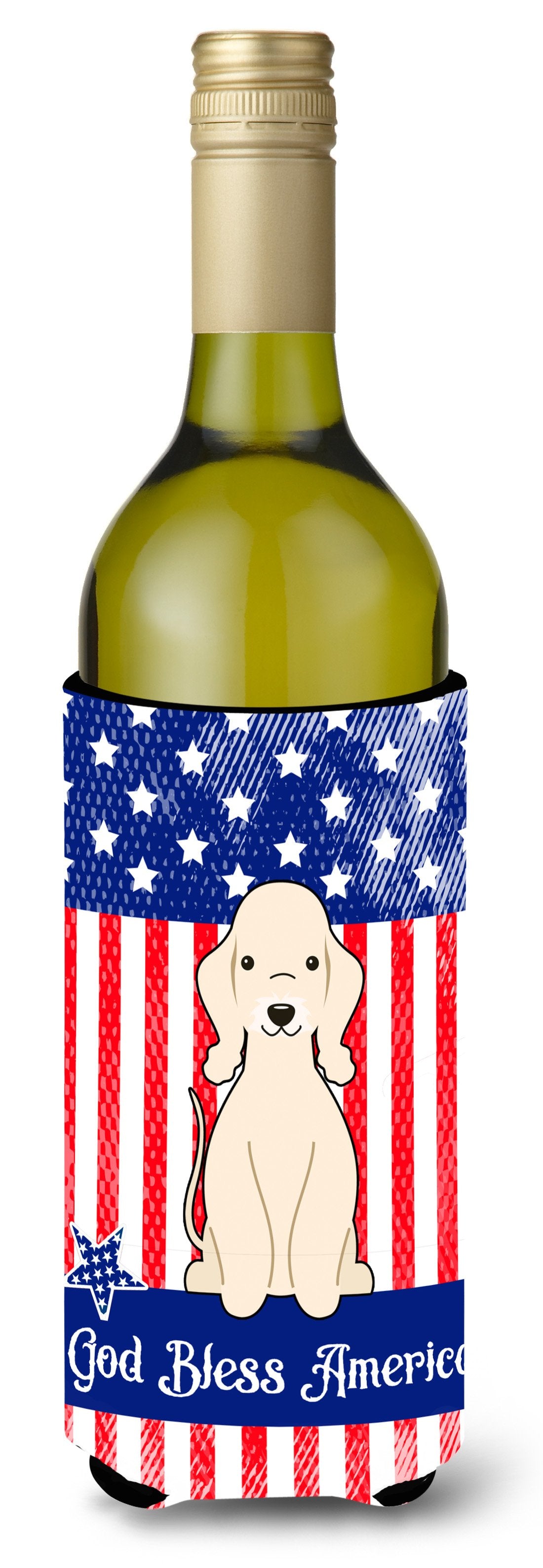 Patriotic USA Bedlington Terrier Sandy Wine Bottle Beverge Insulator Hugger by Caroline's Treasures