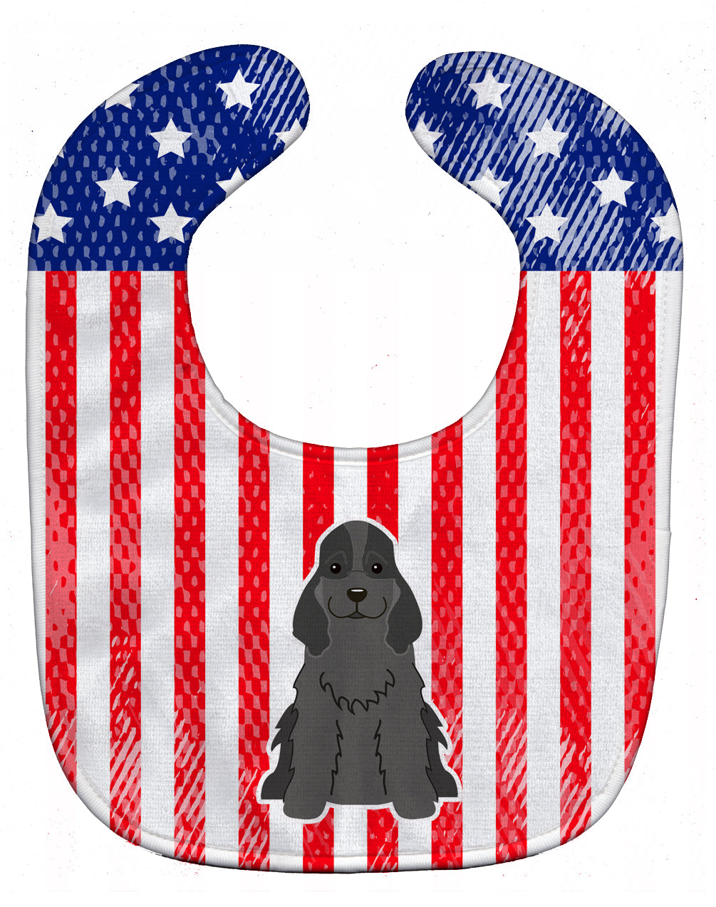 Patriotic USA Cocker Spaniel Black Baby Bib BB3087BIB - the-store.com