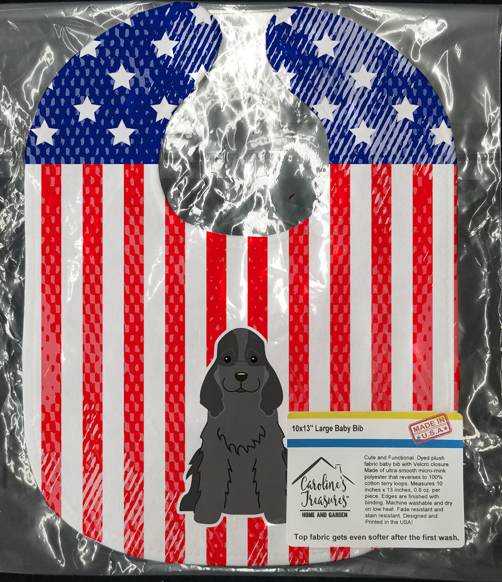 Patriotic USA Cocker Spaniel Black Baby Bib BB3087BIB - the-store.com