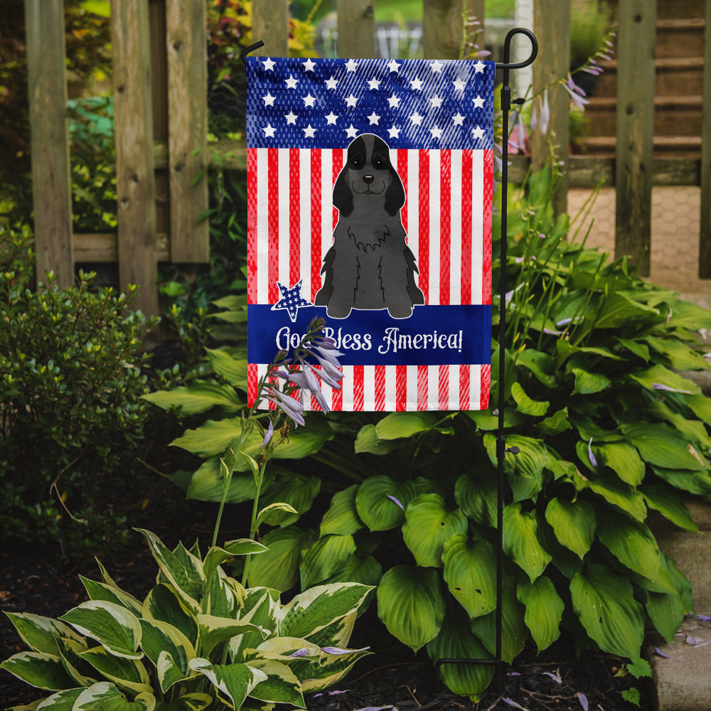 Patriotic USA Cocker Spaniel Black Flag Garden Size
