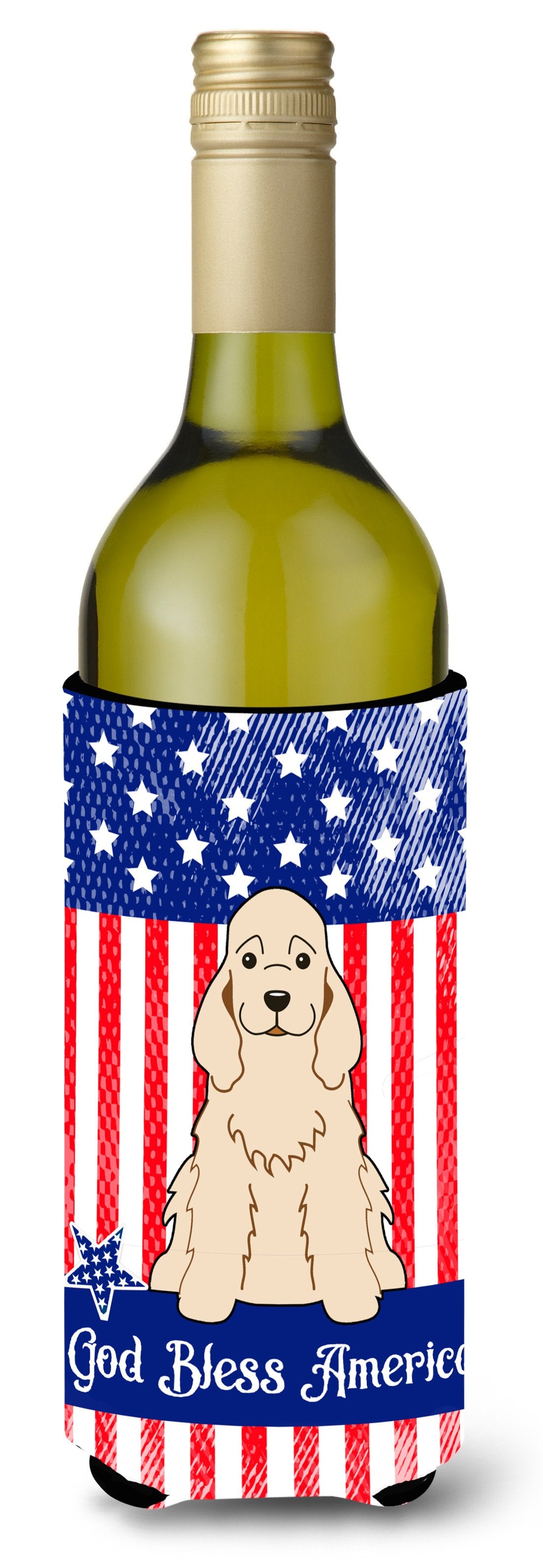Patriotic USA Cocker Spaniel Wine Bottle Beverage Insulator Hugger BB3089LITERK by Caroline&#39;s Treasures