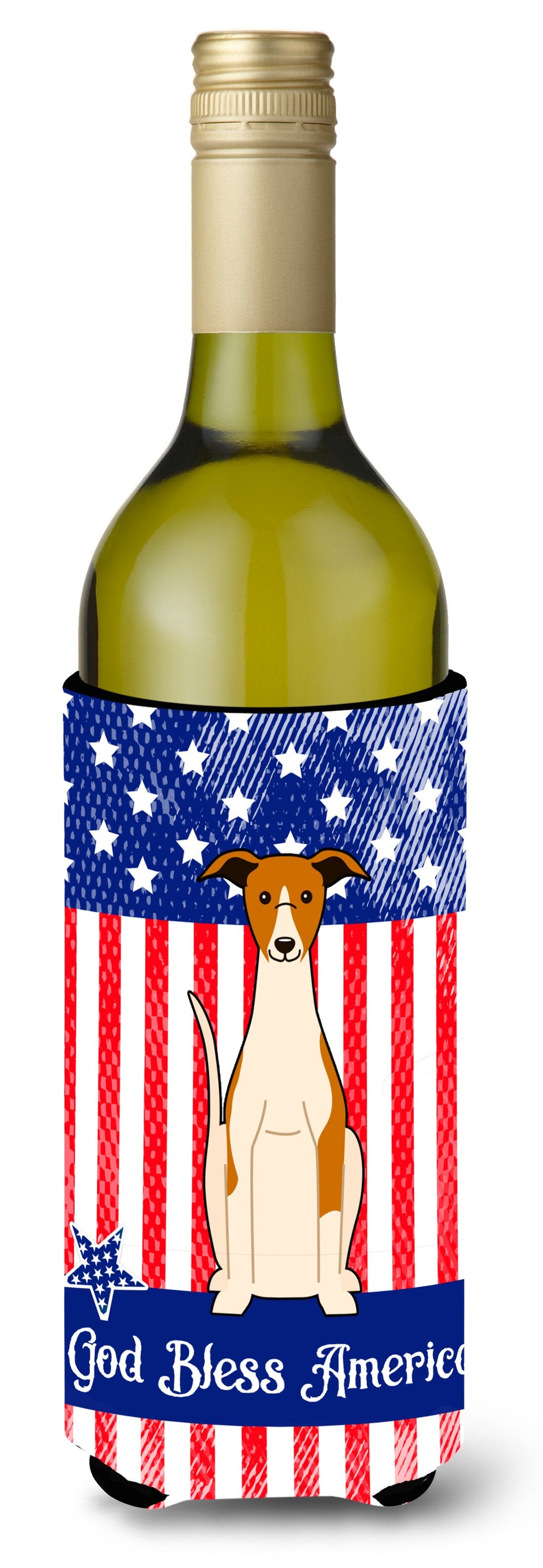 Patriotic USA Whippet Wine Bottle Beverge Insulator Hugger BB3094LITERK by Caroline&#39;s Treasures