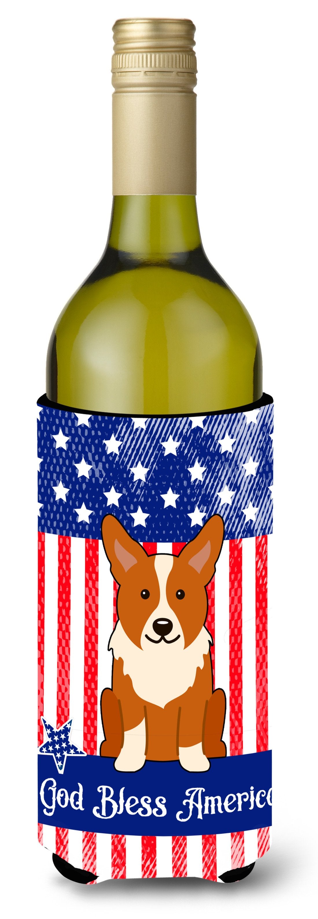 Patriotic USA Corgi Wine Bottle Beverge Insulator Hugger by Caroline&#39;s Treasures