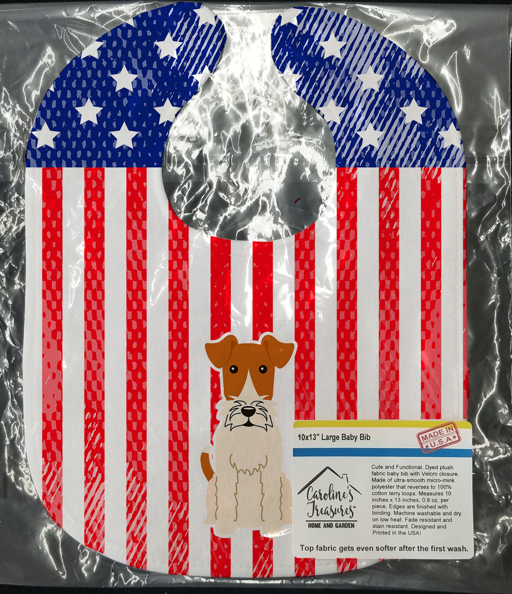 Patriotic USA Wire Fox Terrier Baby Bib BB3096BIB - the-store.com