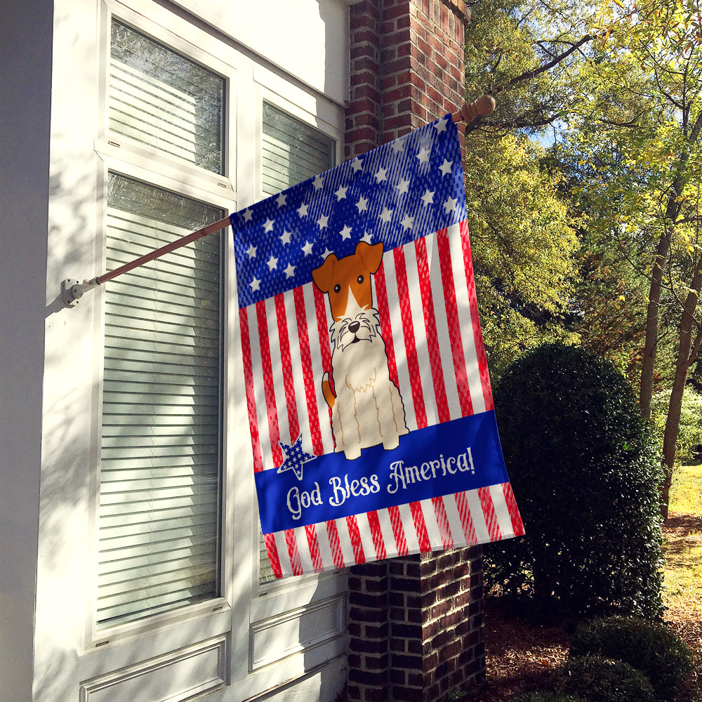 Patriotic USA Wire Fox Terrier Flag Canvas House Size BB3096CHF  the-store.com.