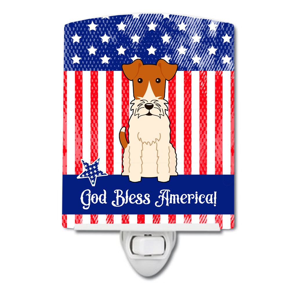 Patriotic USA Wire Fox Terrier Ceramic Night Light BB3096CNL - the-store.com