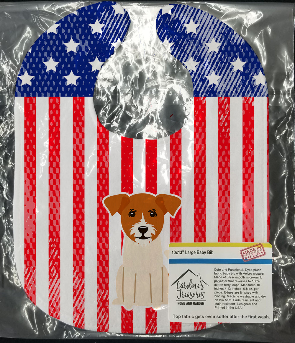 Patriotic USA Jack Russell Terrier Baby Bib BB3103BIB - the-store.com