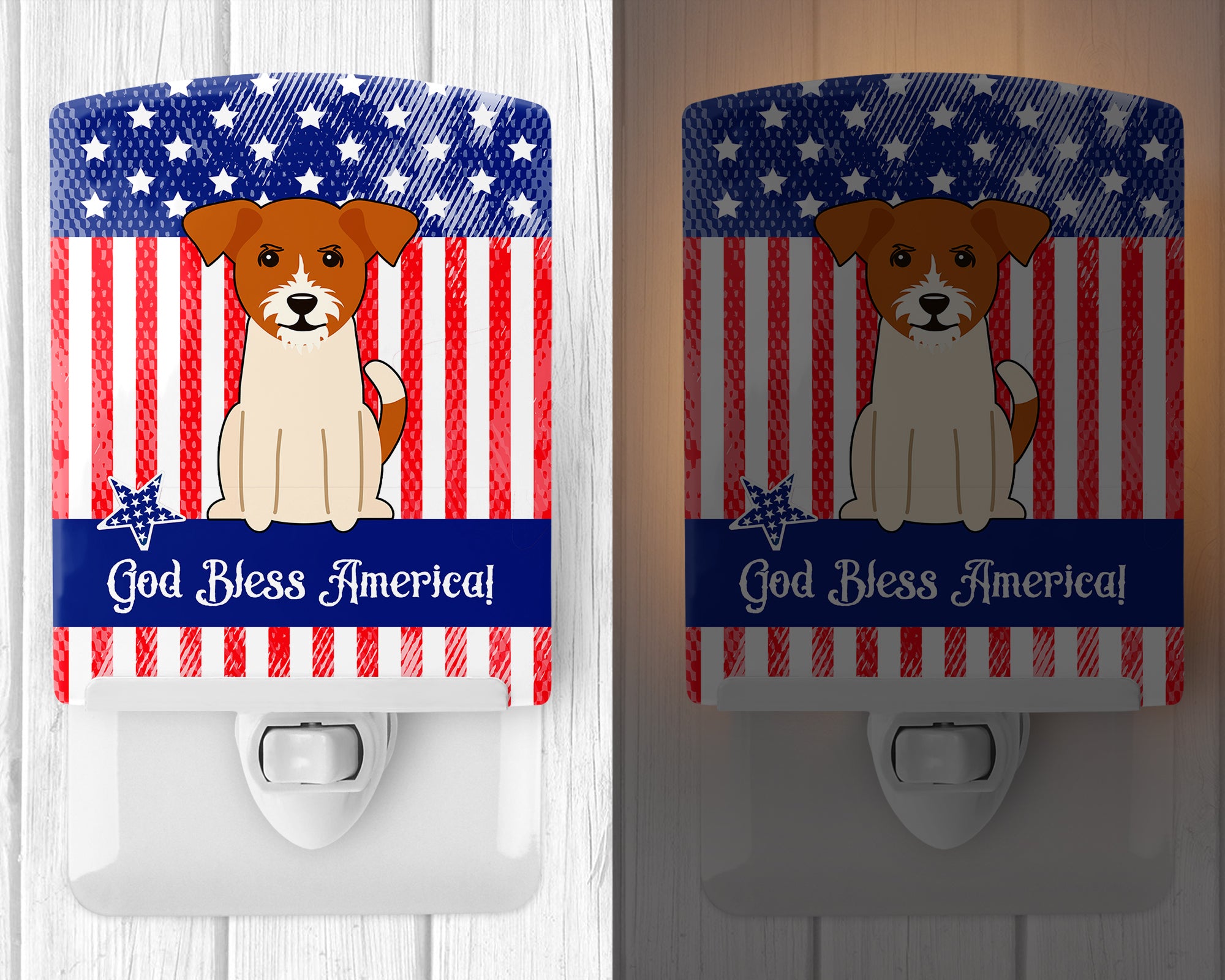 Patriotic USA Jack Russell Terrier Ceramic Night Light BB3103CNL - the-store.com