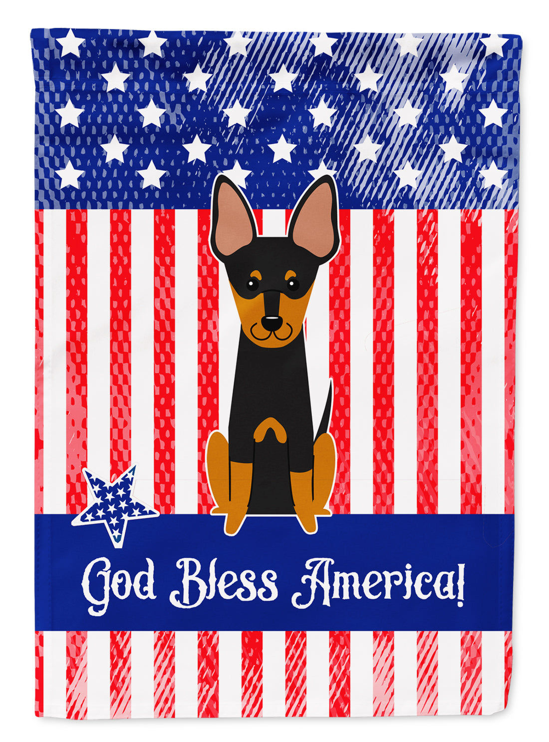 Patriotic USA English Toy Terrier Flag Garden Size  the-store.com.