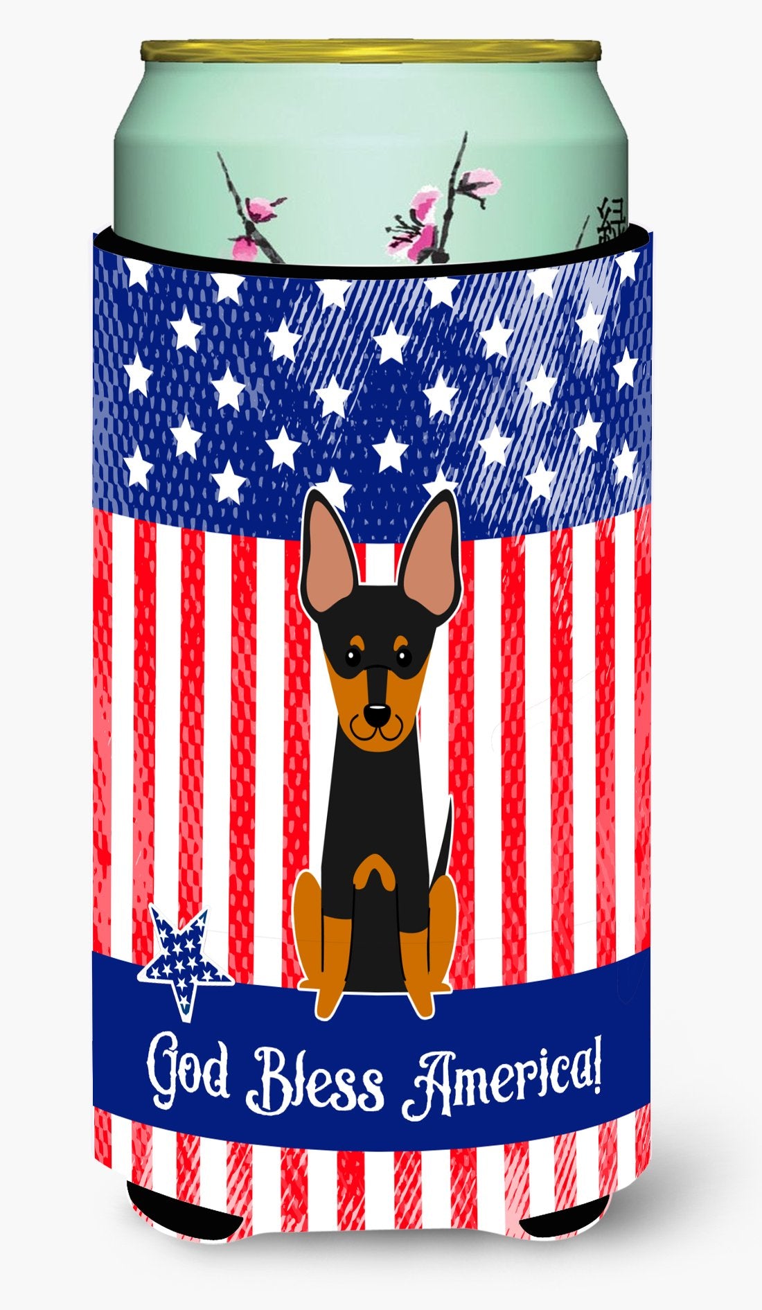 Patriotic USA English Toy Terrier Tall Boy Beverage Insulator Hugger by Caroline&#39;s Treasures