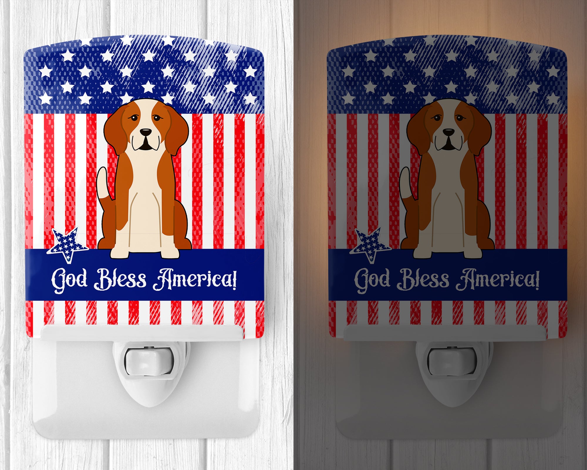 Patriotic USA English Foxhound Ceramic Night Light BB3105CNL - the-store.com