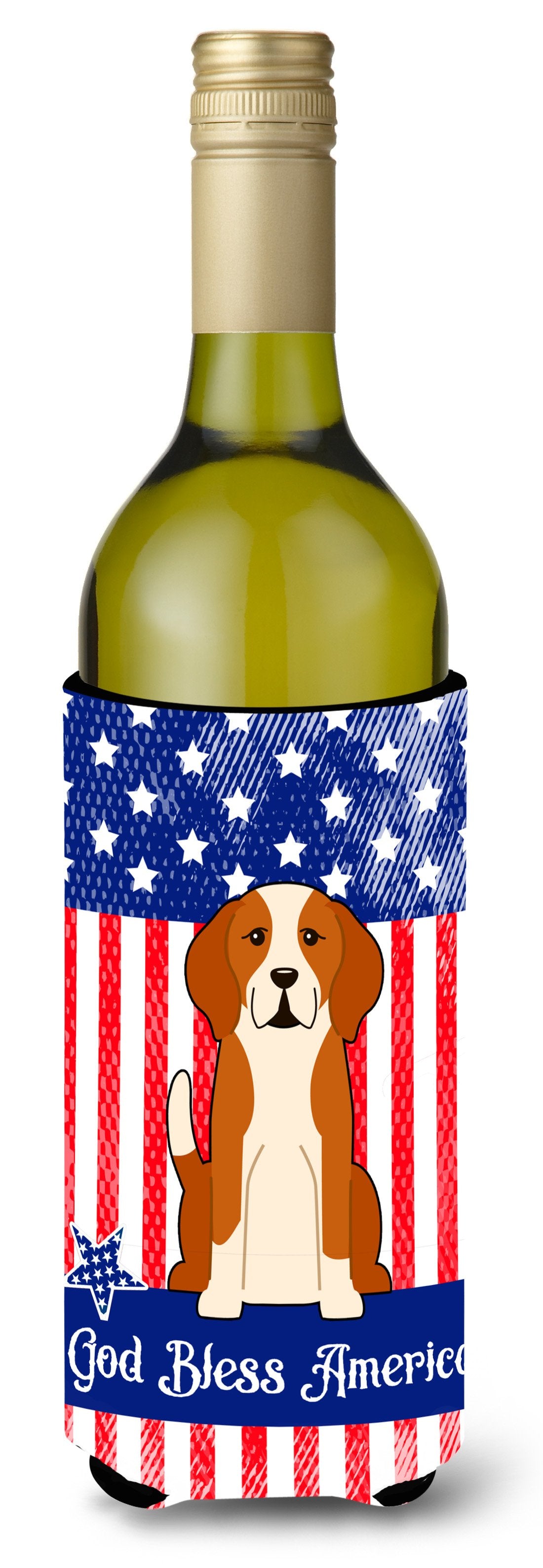 Patriotic USA English Foxhound Wine Bottle Beverge Insulator Hugger by Caroline&#39;s Treasures