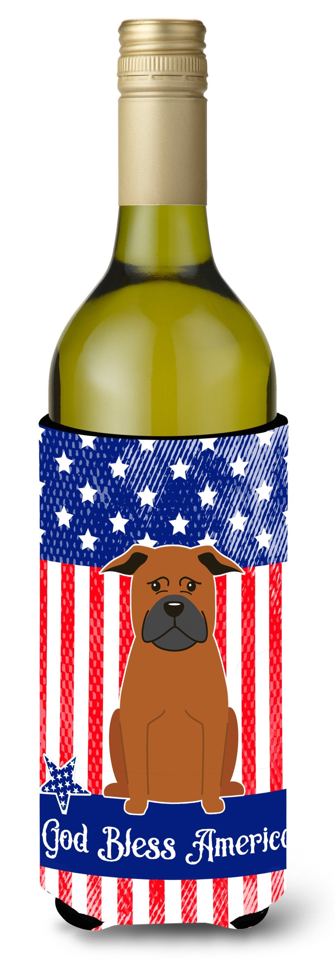 Patriotic USA Chinese Chongqing Dog Wine Bottle Beverge Insulator Hugger by Caroline's Treasures
