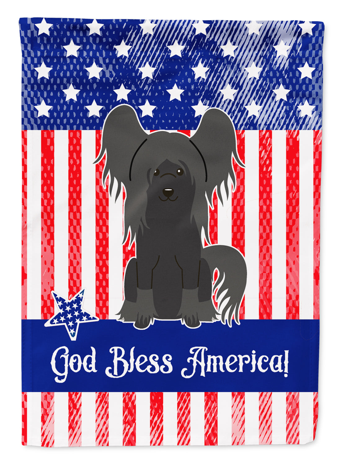 Patriotic USA Chinese Crested Black Flag Garden Size BB3107GF