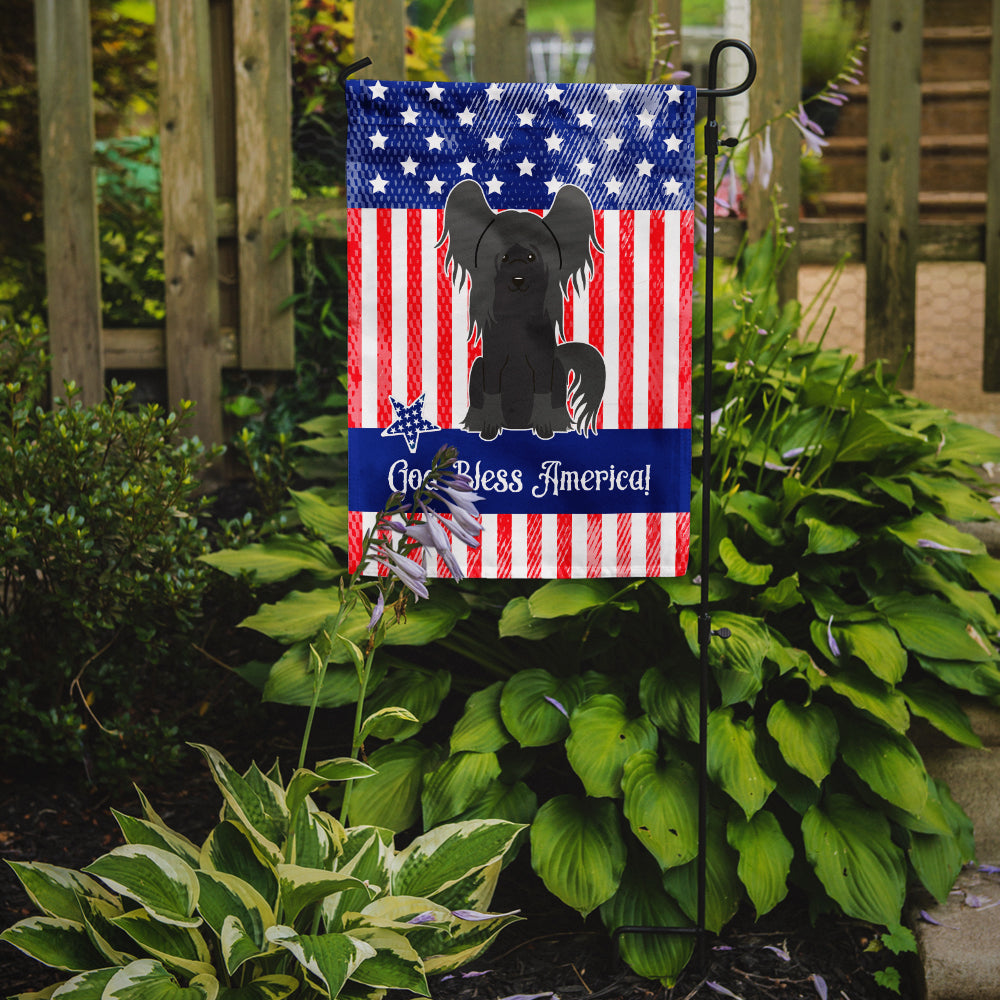 Patriotic USA Chinese Crested Black Flag Garden Size BB3107GF