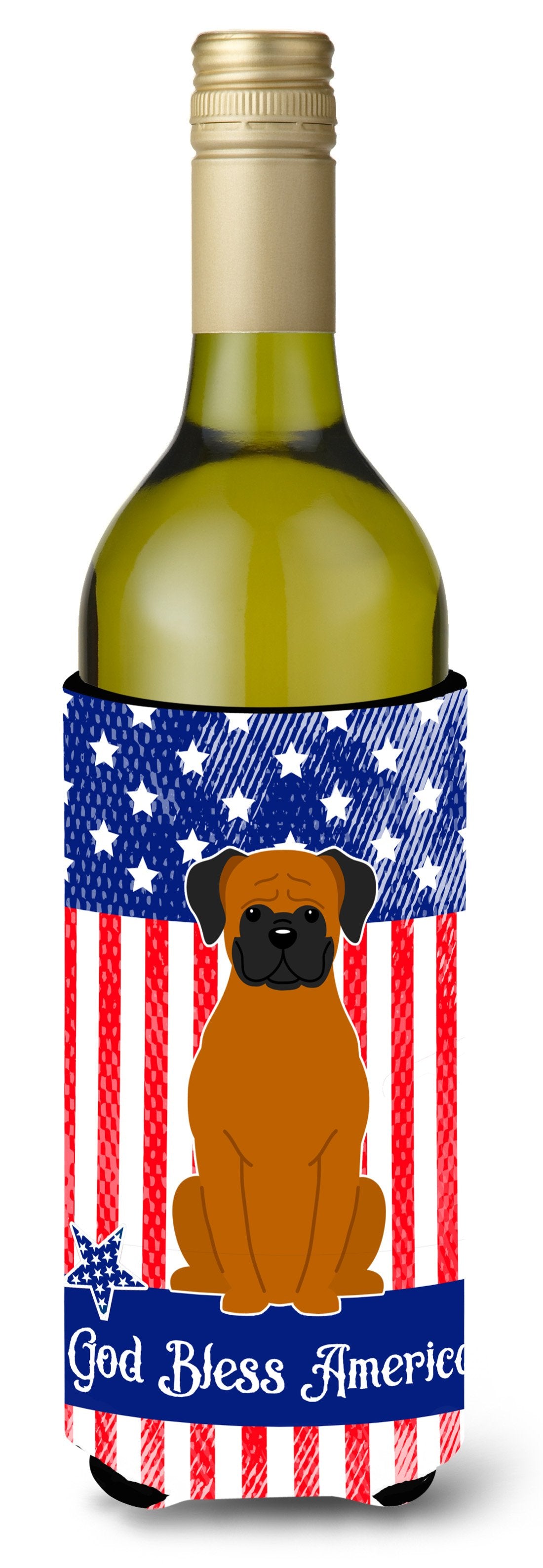 Patriotic USA Fawn Boxer Wine Bottle Beverge Insulator Hugger BB3110LITERK by Caroline&#39;s Treasures