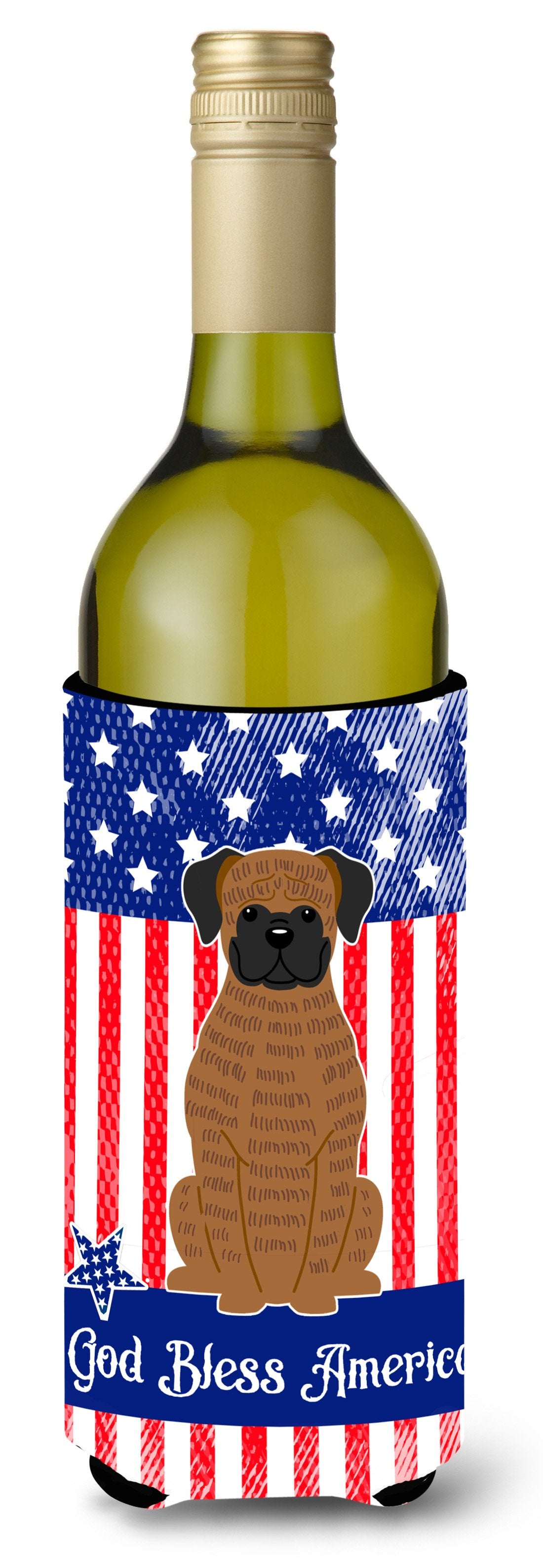 Patriotic USA Brindle Boxer Wine Bottle Beverge Insulator Hugger BB3112LITERK by Caroline&#39;s Treasures