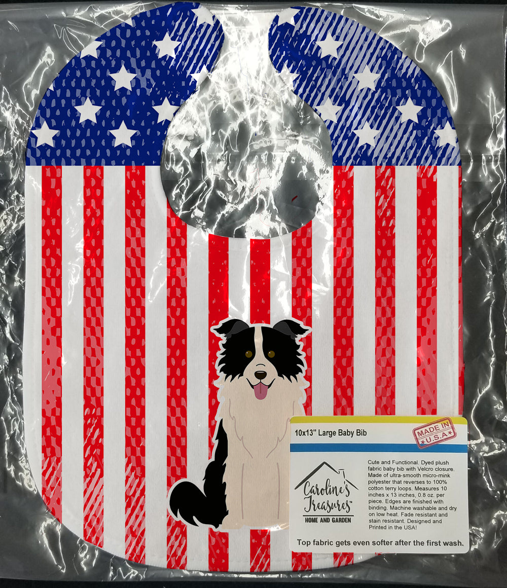 Patriotic USA Border Collie Black White Baby Bib BB3113BIB - the-store.com