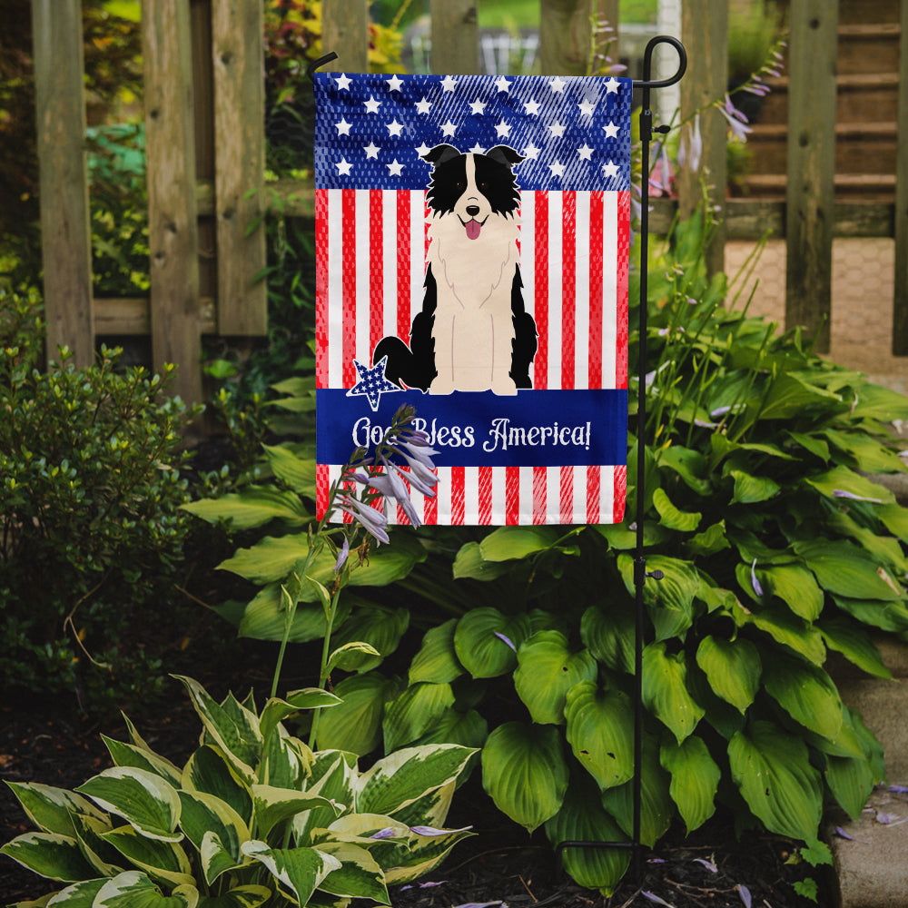 Patriotic USA Border Collie Black White Flag Garden Size