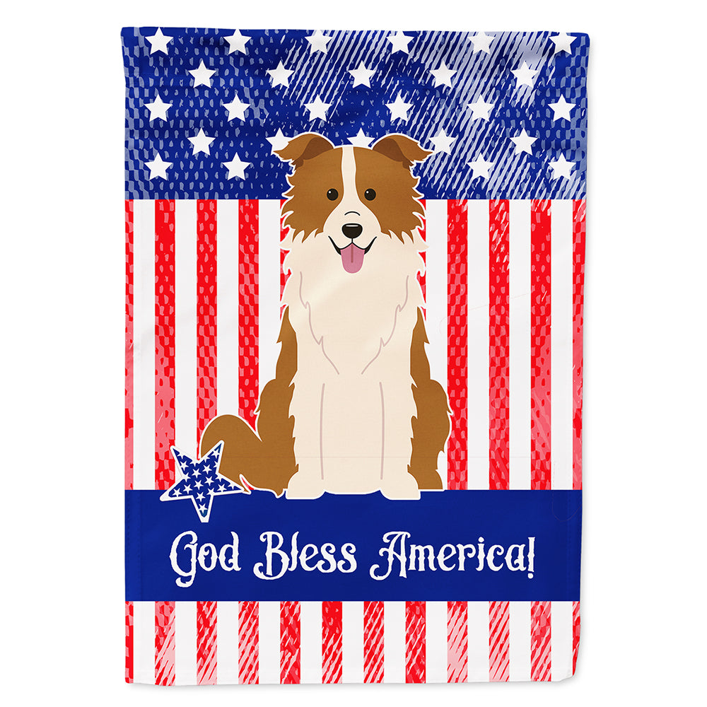 Patriotic USA Border Collie Red White Flag Canvas House Size BB3114CHF