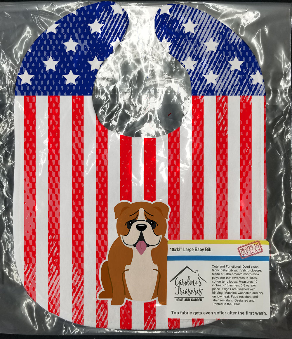 Patriotic USA English Bulldog Red White Baby Bib BB3115BIB - the-store.com