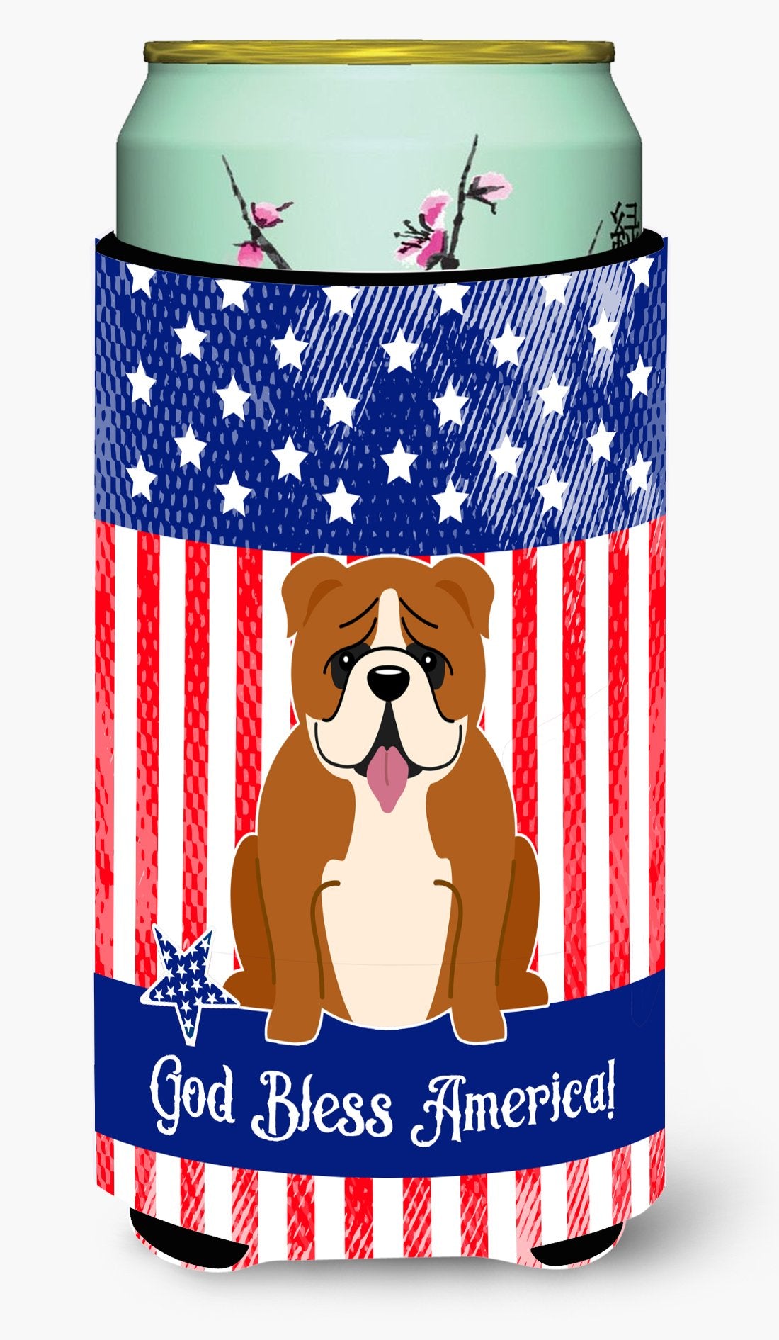 Patriotic USA English Bulldog Red White Tall Boy Beverage Insulator Hugger by Caroline&#39;s Treasures