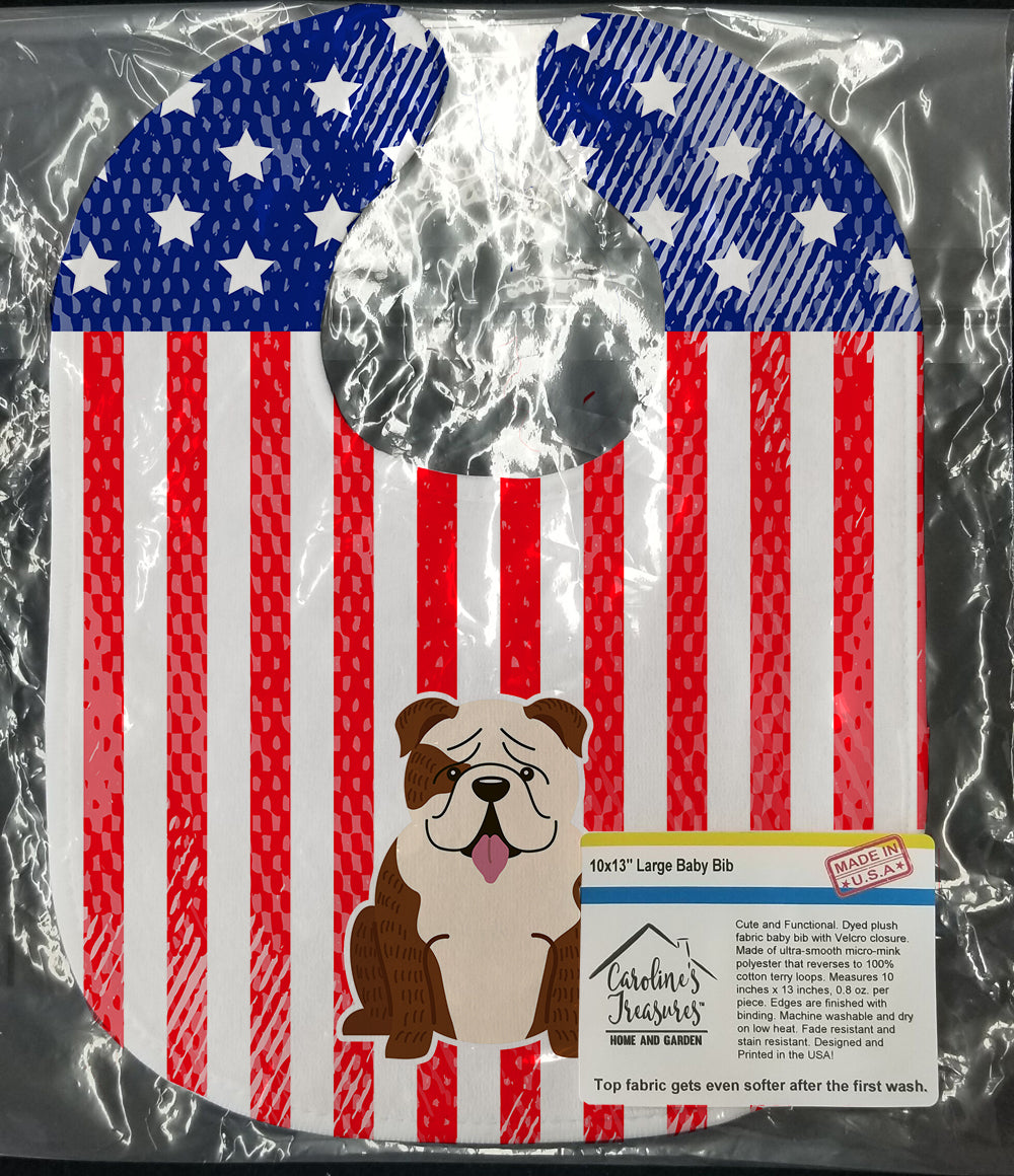 Patriotic USA English Bulldog Brindle White Baby Bib BB3116BIB - the-store.com