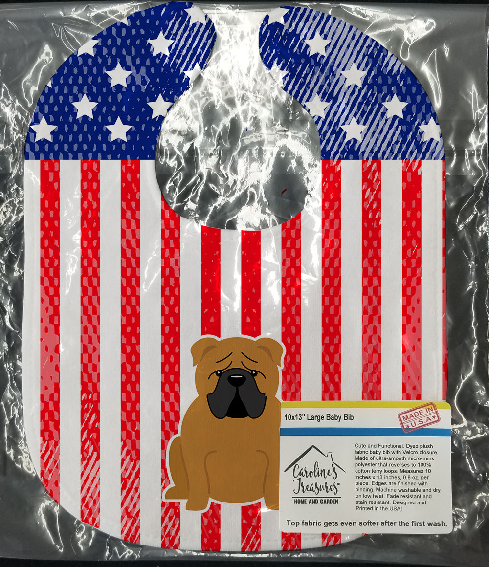 Patriotic USA English Bulldog Red Baby Bib BB3117BIB - the-store.com