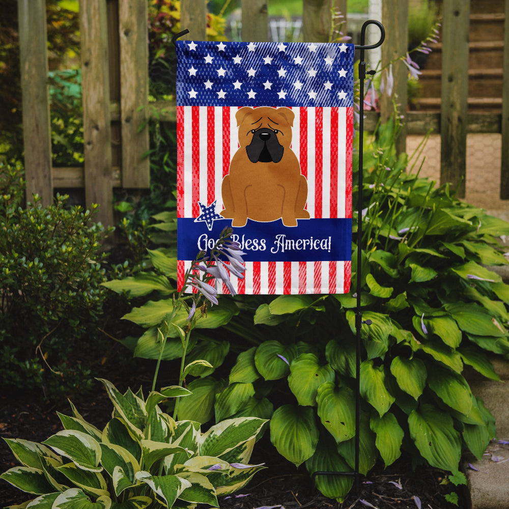 Patriotic USA English Bulldog Red Flag Garden Size