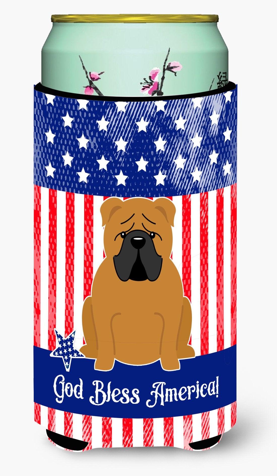 Patriotic USA English Bulldog Red Tall Boy Beverage Insulator Hugger BB3117TBC by Caroline&#39;s Treasures