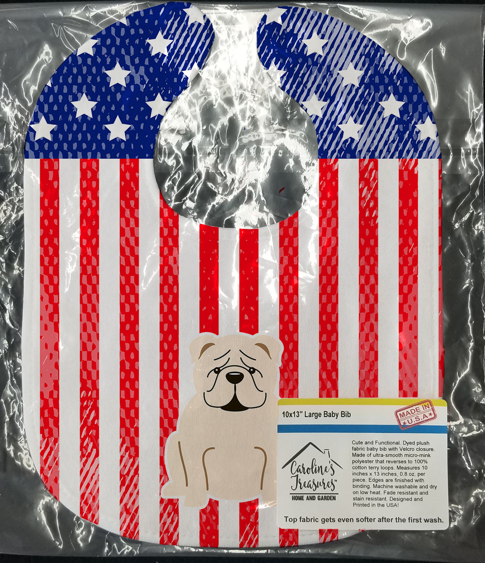 Patriotic USA English Bulldog White Baby Bib BB3118BIB - the-store.com