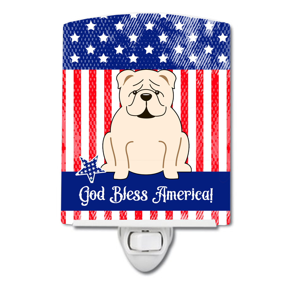 Patriotic USA English Bulldog White Ceramic Night Light BB3118CNL - the-store.com