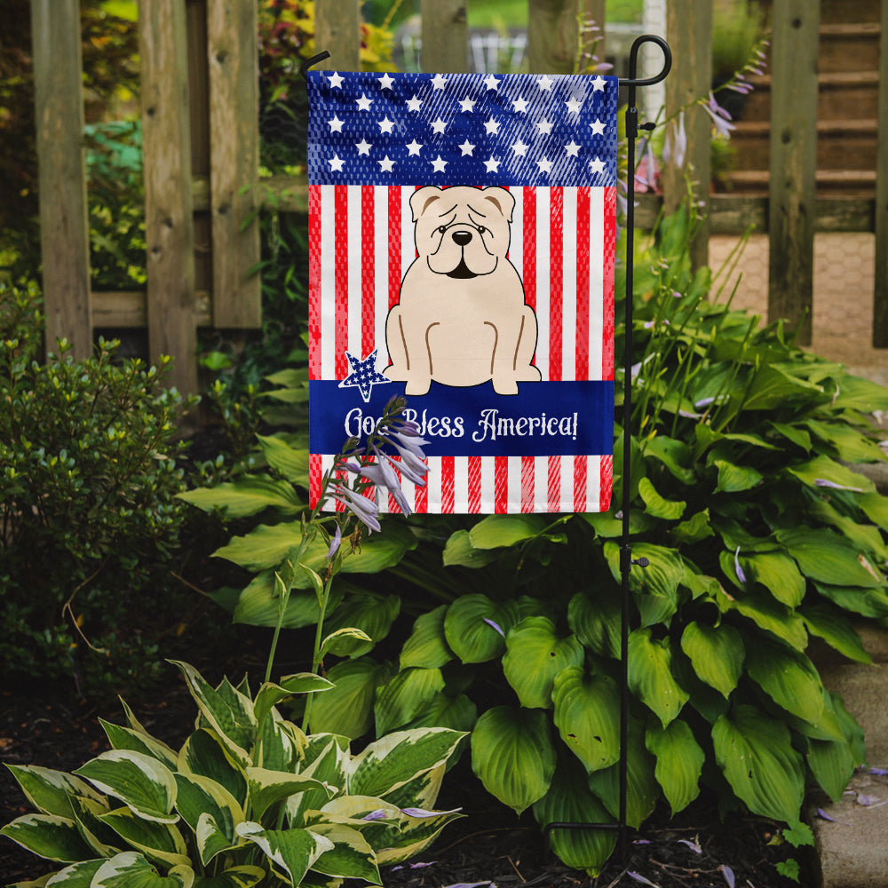 Patriotic USA English Bulldog White Flag Garden Size  the-store.com.