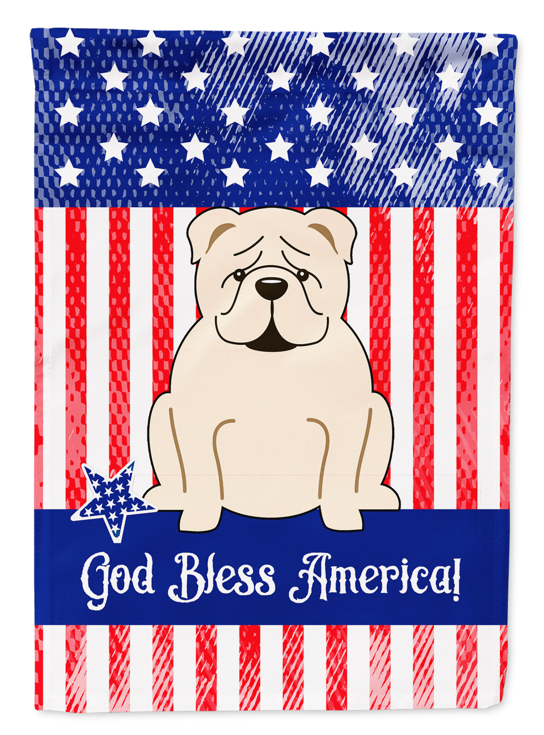 Patriotic USA English Bulldog White Flag Garden Size