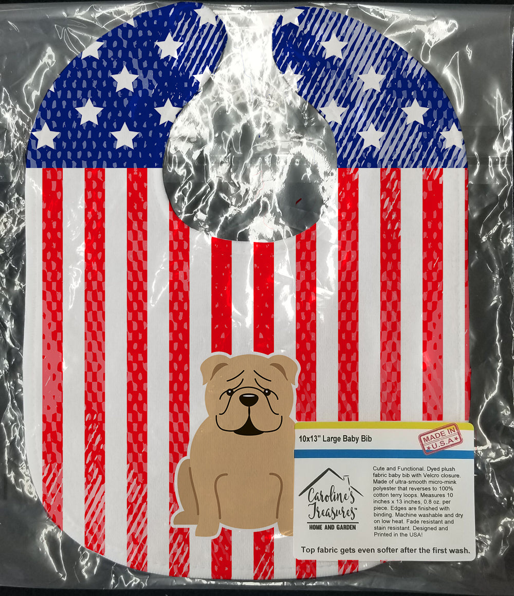 Patriotic USA English Bulldog Fawn Baby Bib BB3119BIB - the-store.com
